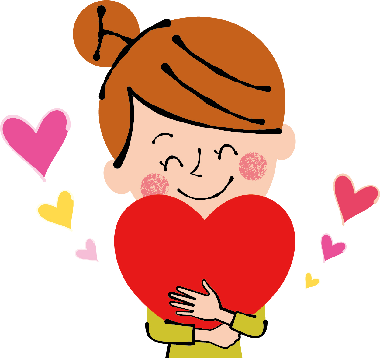 協賛への感謝を表すハートを抱えた女性のイラスト